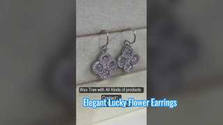 Eleganckie kolczyki ze srebra 925 Lucky Flower Peach Pink CZ
