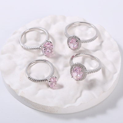 925 Srebro CZ Różowe pierścionki Moissanite Wieczne obrączki ślubne 1,78 g dla kobiet