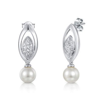 Pearl Series 925 Srebrne kolczyki z pereł CZ Kolczyki z masy perłowej dla kobiet