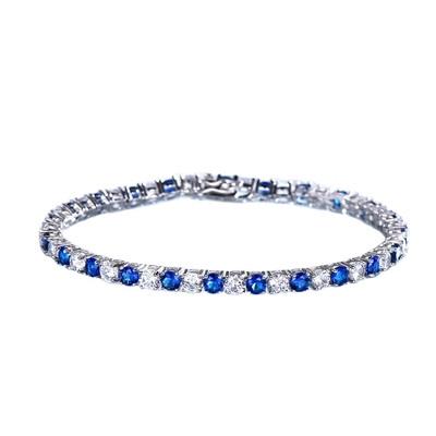 Luksusowa Stworzona Nano Niebieski Szafirowa Bransoletka Kobiety Romantyczny Ślub 925 Srebrna Biżuteria