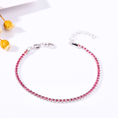 Nowa modna diamentowa bransoletka ze srebra próby 925, różowe cyrkonie regulowane dla kobiet