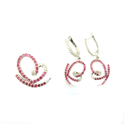 925 Srebrny zestaw biżuterii z niestandardowym logo Bezel Pave Prong Settings i CZ Stones