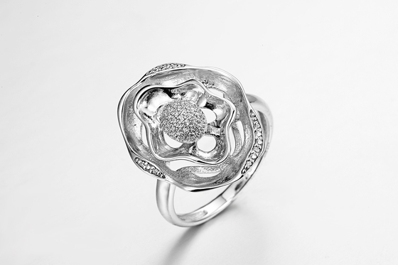 „Podwójny kwiat miłości” 925 Sterling Silver CZ Rings Pinky Promise Ring