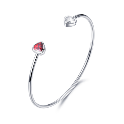 4,30 g Spersonalizowana srebrna bransoletka dla kobiet 6,0 mm czerwone serce
