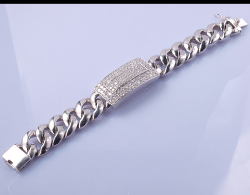 96,25 gramów bransoletka ze srebra próby 925 CZ 19 cm pasujące bransoletki magnetyczne dla par