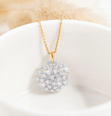 1.0ct 18K Złoty Diamentowy Naszyjnik Damski Dandelion Życzenie 4.5g