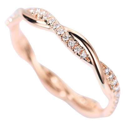 Przeplatany ogon Trawa 18-karatowy złoty pierścionek z brylantem 0,2 ct 2 gram na ślub