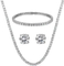 Diament Rhinestone Zestaw biżuterii Tenis Naszyjnik Kolczyki Wisiorek Zestaw biżuterii ze srebra próby 925