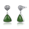 Wzory liści Kolczyki sztyfty ze srebra próby 925 Gemstone Emerald Green Stone Kolczyki