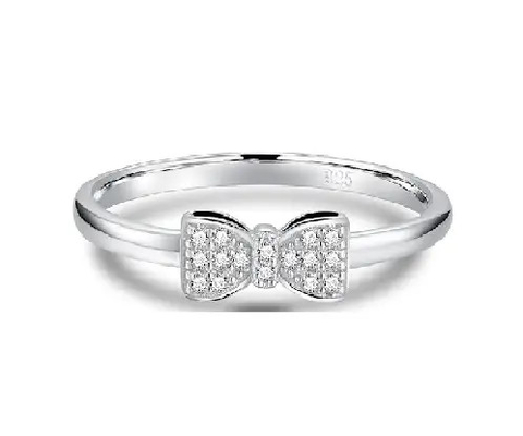 Bow Knot Shaped 925 Sterling Silver Rings, Cyrkon Sterling Silver Cz Pierścionki zaręczynowe