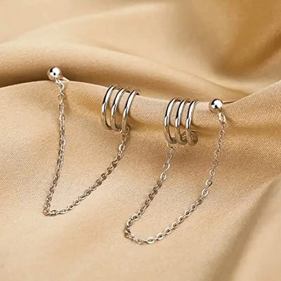 Crawler 925 Sterling Silver Mankiet Kolczyki Łańcuch Dla Kobiet Teen Girls