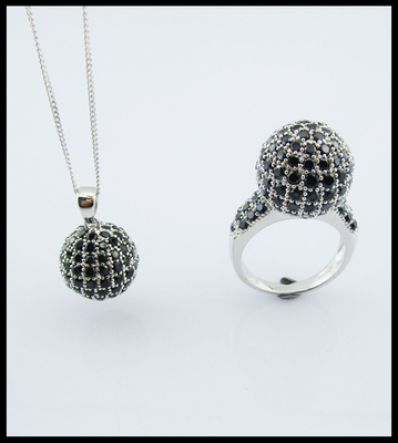 Rhodium Plated 925 Silver Jewelry Set with Lobster Clap Dangle Earrings AAA Grade Cubic Zirconia