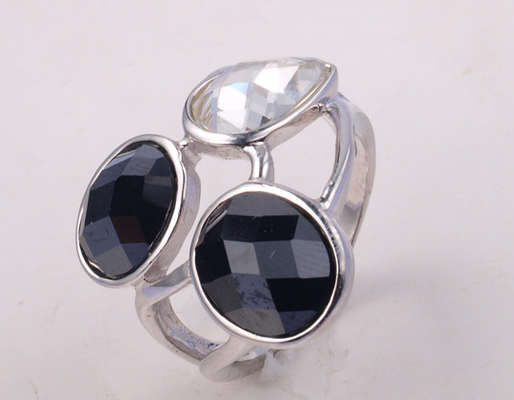 Czarny Agat Kamień szlachetny 925 Srebrne pierścienie z powłoką rodyum Chunky Sterling Silver Rings Sterling Silver Rings with Stone