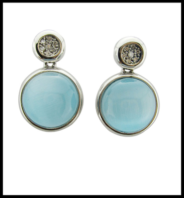 Rhodium Płyty sercowe kolczyki z kamienia szlachetnego Lapis Lazuli Zirkonia sześcionowa Casual / Party Style