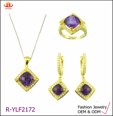 AAA CZ Zestaw bezel Sterling Silver Pendant Naszyjnik Rhodium Plated Klasyczny zestaw biżuterii