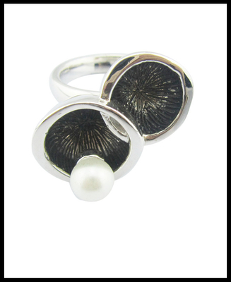Perłowy okrągły biały Perłowy klasyczny Styl Srebro 925 Zestaw biżuterii z AAA CZ i Rhodium Plating Sterling Silver Wedding
