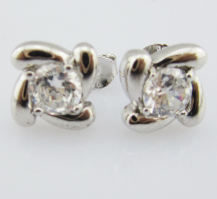 Swirl Srebrny Biały Kamień Kolor 925 Sterling Kolczyki Zirkonia sześcionowa Małe Swirl srebrne kolczyki kolczyki czyste kolczyki