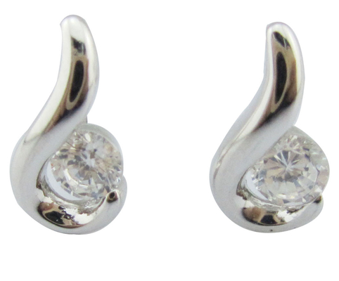 Swirl Srebrny Biały Kamień Kolor 925 Sterling Kolczyki Zirkonia sześcionowa Małe Swirl srebrne kolczyki kolczyki czyste kolczyki