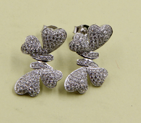 925 Sterling Silver Stud kolczyki z sześciennym Zirconia kamienie Węzeł Kolczyk Stud Węzeł Set impreza rocznica prezent dla miłości