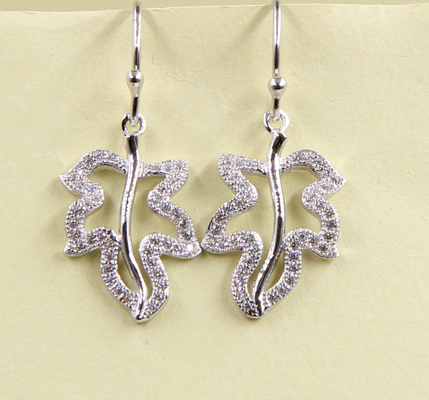 Listy Kolczyk Sterling Silver Stud Kolczyki z Cubic Zirconia sterling srebrne kolczyki kapustkowe czyste srebrne kolczyki