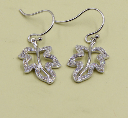 Listy Kolczyk Sterling Silver Stud Kolczyki z Cubic Zirconia sterling srebrne kolczyki kapustkowe czyste srebrne kolczyki