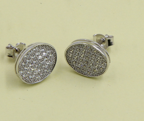 2-5g Owalne 925 Srebro Kubik Zirkonia Stud kolczyki do biżuterii Wytwarzanie kubik zirkonia stud kolczyki srebra szterlowego Cute