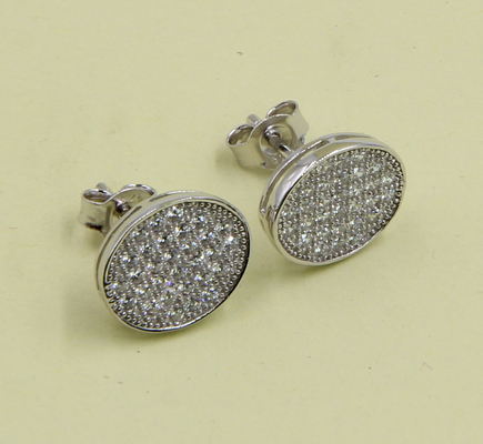 2-5g Owalne 925 Srebro Kubik Zirkonia Stud kolczyki do biżuterii Wytwarzanie kubik zirkonia stud kolczyki srebra szterlowego Cute