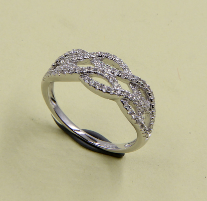 Pave Prong Heart Shape Wedding Band Ring 925 Silver CZ Eternity Band Rings Rozmiar 5-10 Sterling Silver Spoon Rings