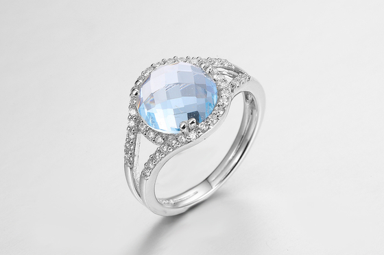 Szafirowe srebrne pierścionki z kamieniami szlachetnymi 925 5,3 g Pierścionek zaręczynowy z październikowym kamieniem Birthstone