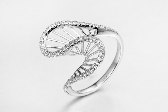 Nieregularny kształt 925 Srebrne pierścionki CZ AAA Sterling Silver Angel Wing Ring