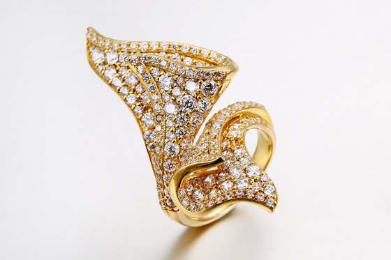 Nieregularny kształt 925 Srebrne pierścionki CZ AAA Sterling Silver Angel Wing Ring