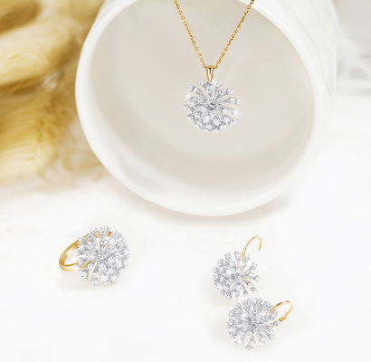 1.0ct 18K Złoty Diamentowy Naszyjnik Damski Dandelion Życzenie 4.5g