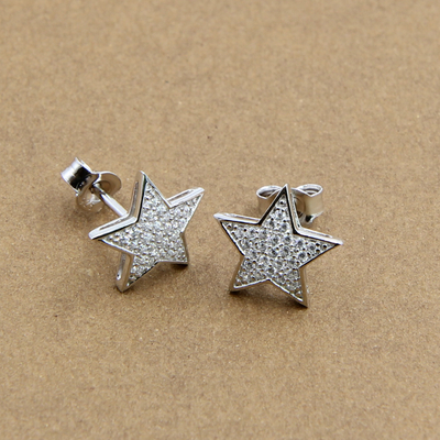 Gwiazdkowe kolczyki Stud Twinkling Star 925 Sterling Silver Stud kolczyki na codzienność Glamour prawdziwe kolczyki ze srebra