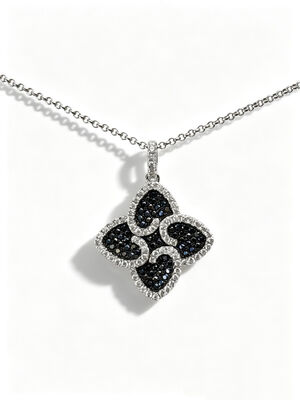 925 Srebrny Czarno-biały Mikro-Szklany Nawias AAA CZ Dangle Pendant 4 Kształt liści symbolizujący dobrobyt Długowieczność i pomyślność dla eleganckiej kolekcji biżuterii, Lucky Jewelry Set