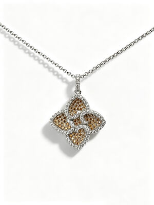 925 Sterling Silver Dark Champagne White Kolorowy CZ Setting AAA CZ Dangle Pendant 4 Formy liści Symbolizujące dobrobyt Długowieczność i pomyślność dla eleganckiej kolekcji biżuterii, Lucky Jewelry Set