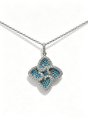 925 Srebrny Aquamarine Biały Kolorowy CZ Ustawienie AAA CZ Dangle Pendant 4 Kształt liści Symbolizujący dobrobyt Długowieczność i pomyślność dla eleganckiej kolekcji biżuterii, Lucky Jewelry Set