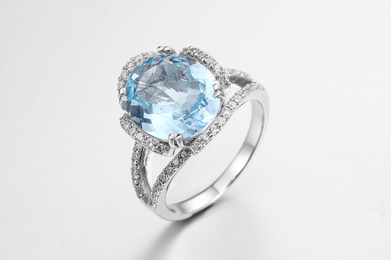Szafirowe srebrne pierścionki z kamieniami szlachetnymi 925 5,3 g Pierścionek zaręczynowy z październikowym kamieniem Birthstone