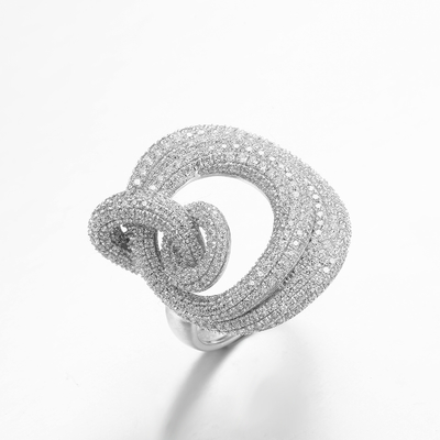 Annulus Shape 7.59g Pierścionki ze srebra próby 925 CZ Pokryty rodem pierścień z nieskończoną pętlą