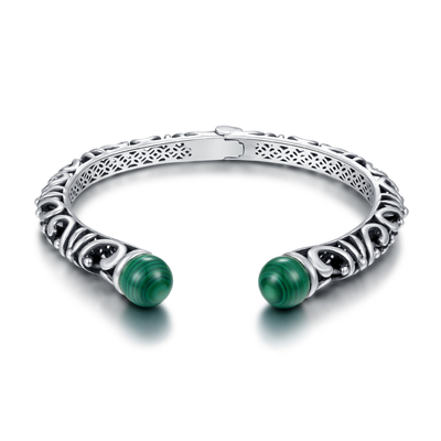 Spersonalizowane 925 Sterling Silver Bransoletki Malachitowe ustawienie ramki dla pań