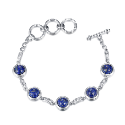 Kamienie narodzin 925 Srebrna bransoletka Okrągła bransoletka Lapis Lazuli