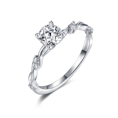 Zestaw okrągłych ramek Moissanite o średnicy 5,5 mm Pierścionek zaręczynowy ze srebra próby 925 AAA
