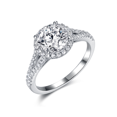 Okrągłe obrączki ślubne Moissanite ze srebra wysokiej próby 8,0 mm w stylu musującym